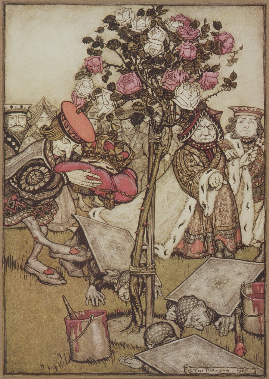 Kraliçe öfkeyle ondan uzaklaştı ve Lewis Carroll tarafından yazılan Alice Harikalar Diyarında