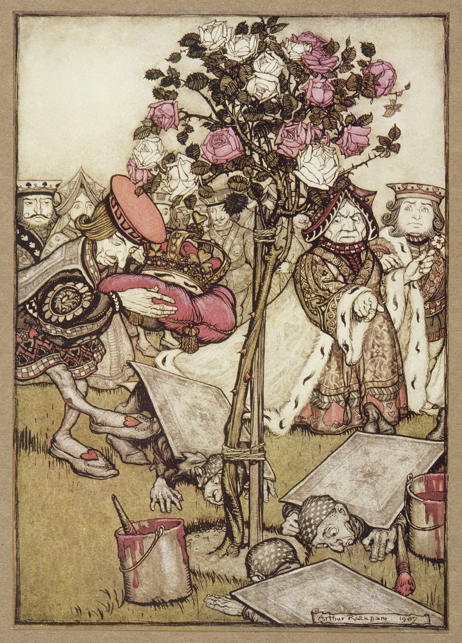 Kraliçe öfkeyle ondan uzaklaştı ve Lewis Carroll tarafından yazılan Alice Harikalar Diyarında
