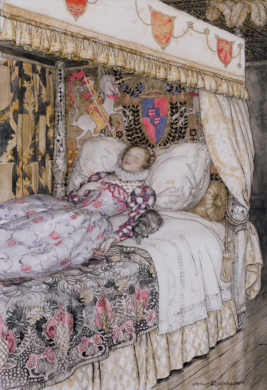 Uyuyan Prenses, Müttefik Peri Kitabı için illüstrasyon, Heinemann, 1916 (kağıt üzerinde wc ile kalem ve mürekkep) by Arthur Rackham