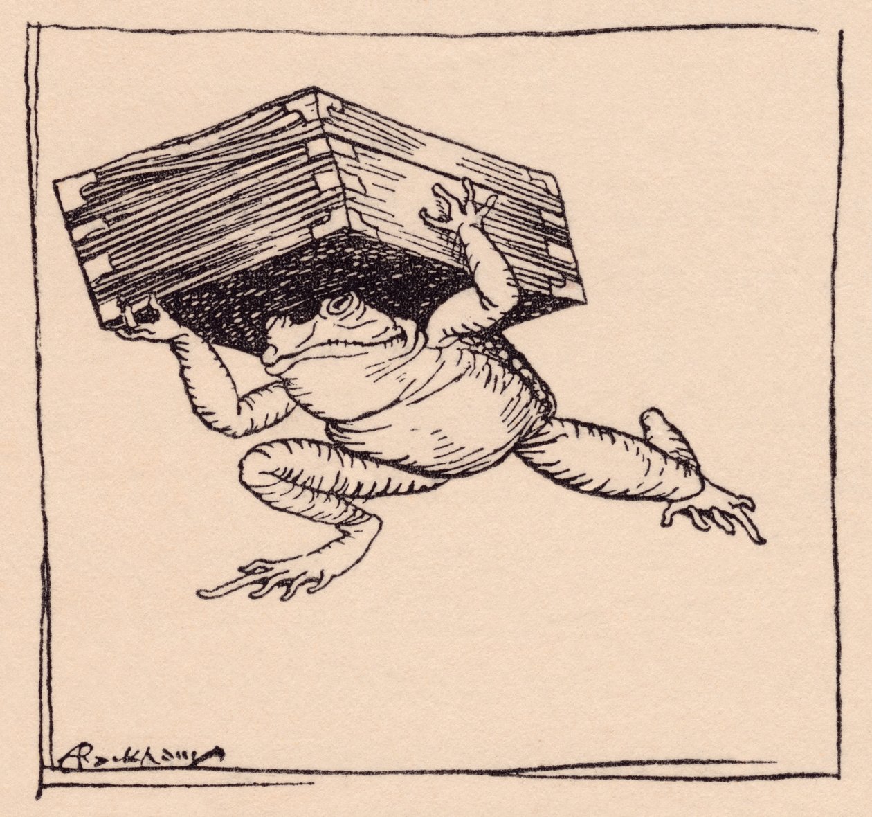 Ufaklık gidip kutuyu getirdi. Grimm's Fairy Tale, The Iron Stove'dan Arthur Rackham'ın çizimi. by Arthur Rackham