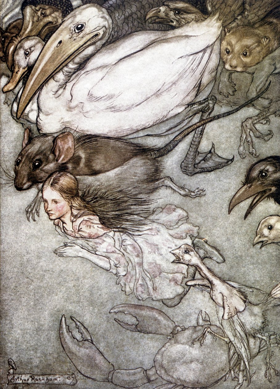 Gözyaşı göleti - Lewis Carroll'ın “” Alice Harikalar Diyarında Maceraları”nda, hasta. tarafından Arthur Rackham by Arthur Rackham