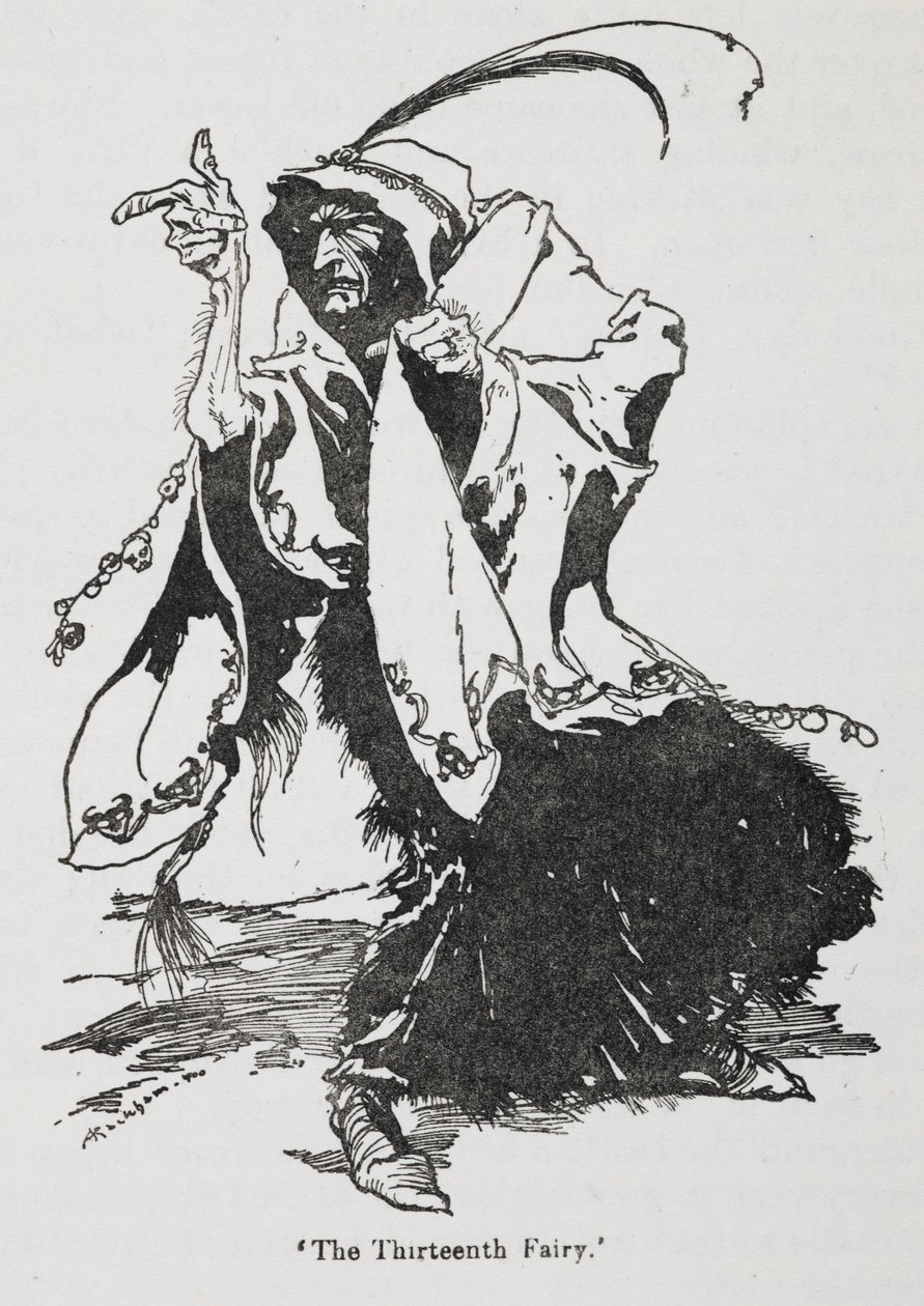 Briar Rose'dan (Uyuyan Güzel) on üçüncü peri by Arthur Rackham