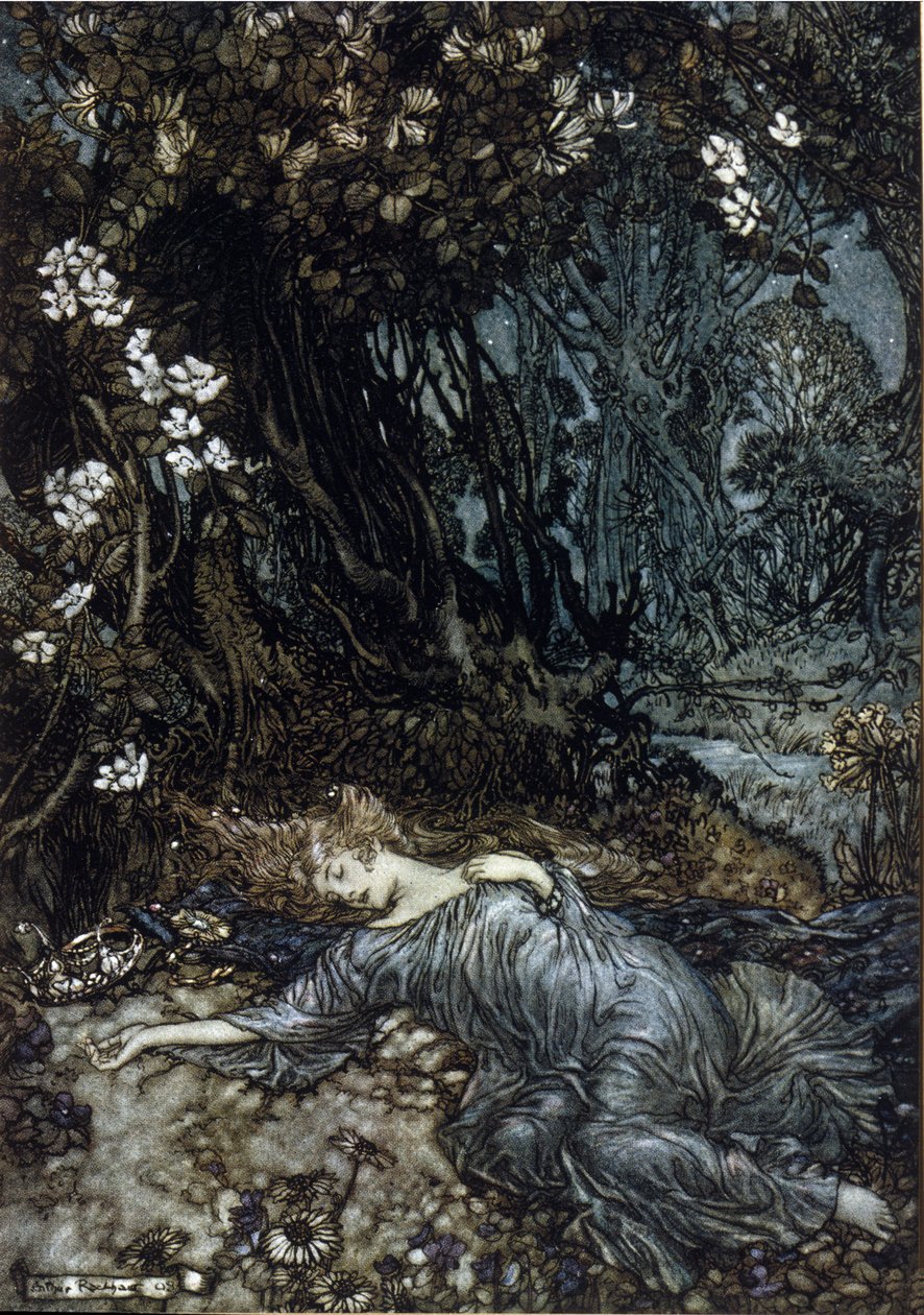 Ücretlerin Kraliçesi Titania uyuyor. William SHAKESPEARE
