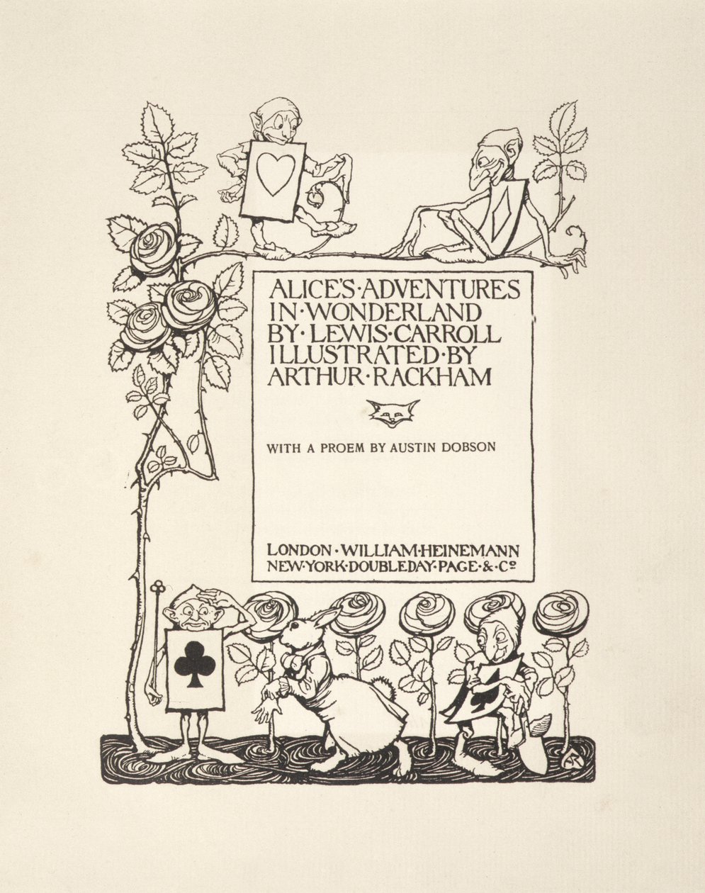 Başlık Sayfası, Alice Harikalar Diyarında, Lewis Carroll tarafından, pub.1907 by Arthur Rackham