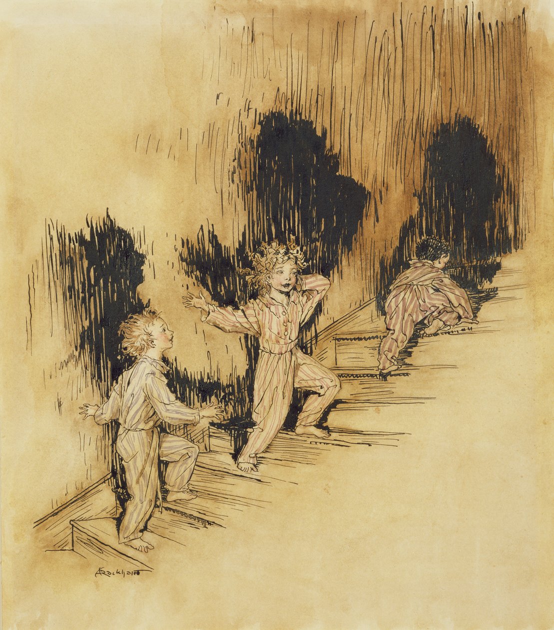 Twas the Night Before Christmas, Clement C. Moore tarafından yazılan The Night Before Christmas, 1931 (kağıt üzerinde kalem ve mürekkep ve tuvalet) by Arthur Rackham