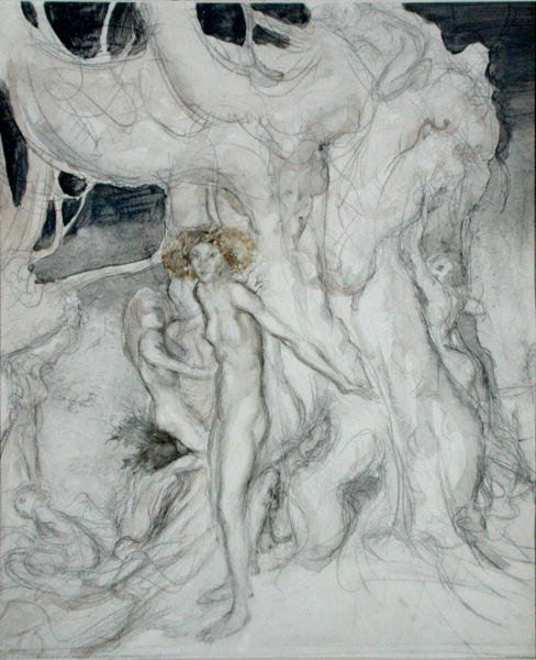 Ağaç Perileri (kağıt üzerine suluboya ve kurşun kalem) by Arthur Rackham
