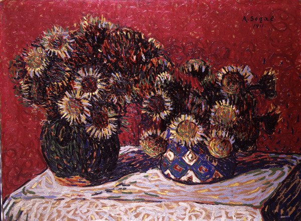 İki Vazo Çiçek by Arthur Segal