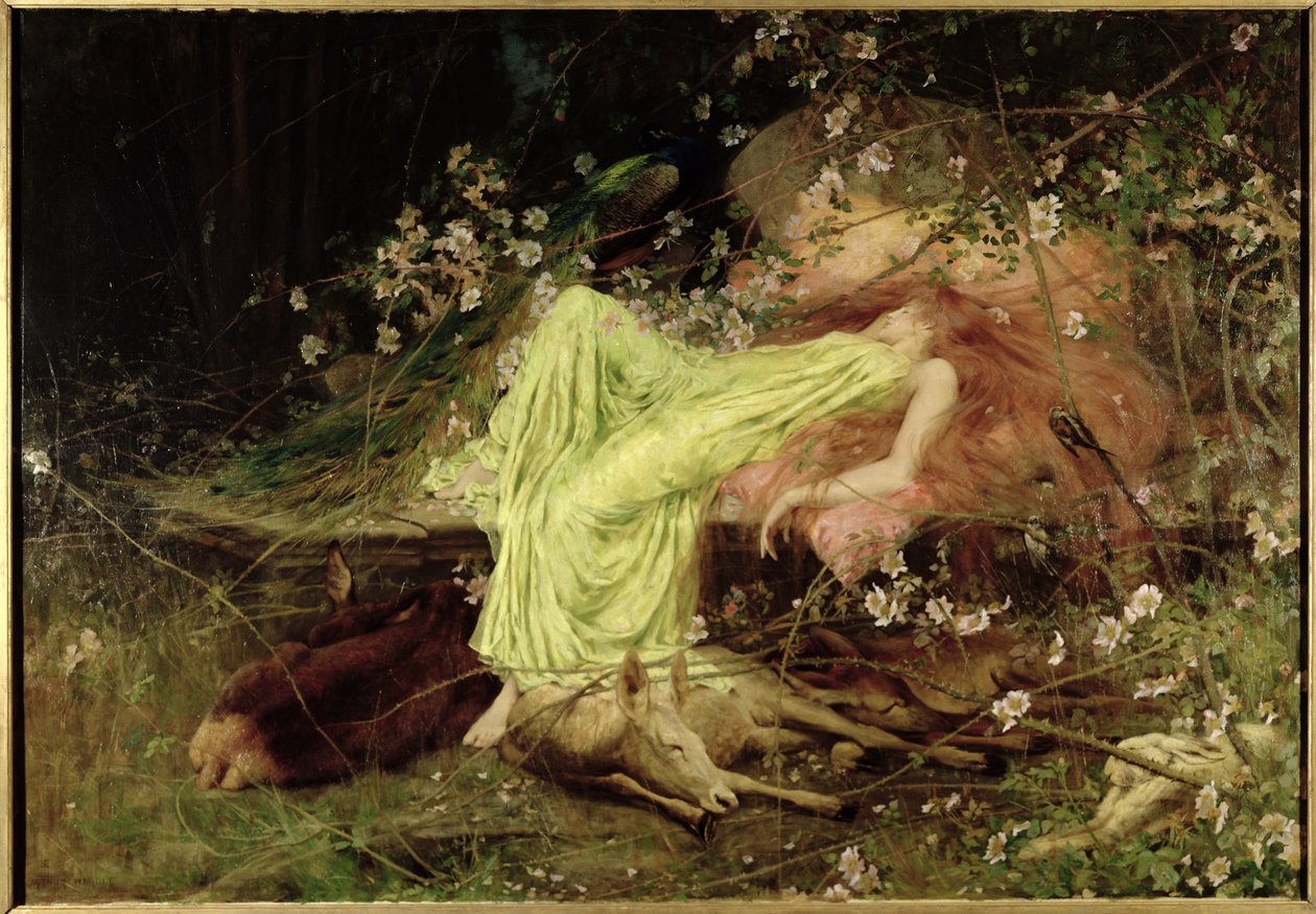 Bir Peri Masalı: "Her Şey Uyuyor gibiydi, Ürkek Tavşan Formda" - Scott, 1895 dolayları (tuval üzerine yağlı boya) by Arthur Wardle