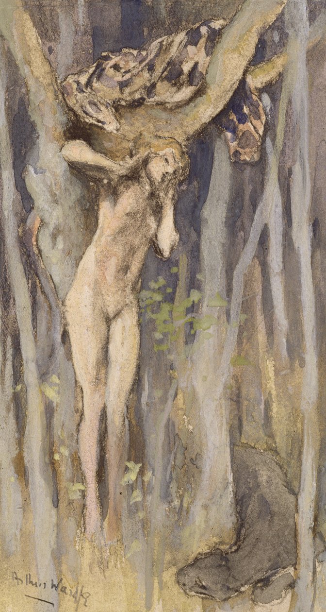 Hamadryad - Bir Ağacın Ruhu, 1890 dolayları (kağıt üzerine pastel, kurşun kalem ve sulu boya) by Arthur Wardle