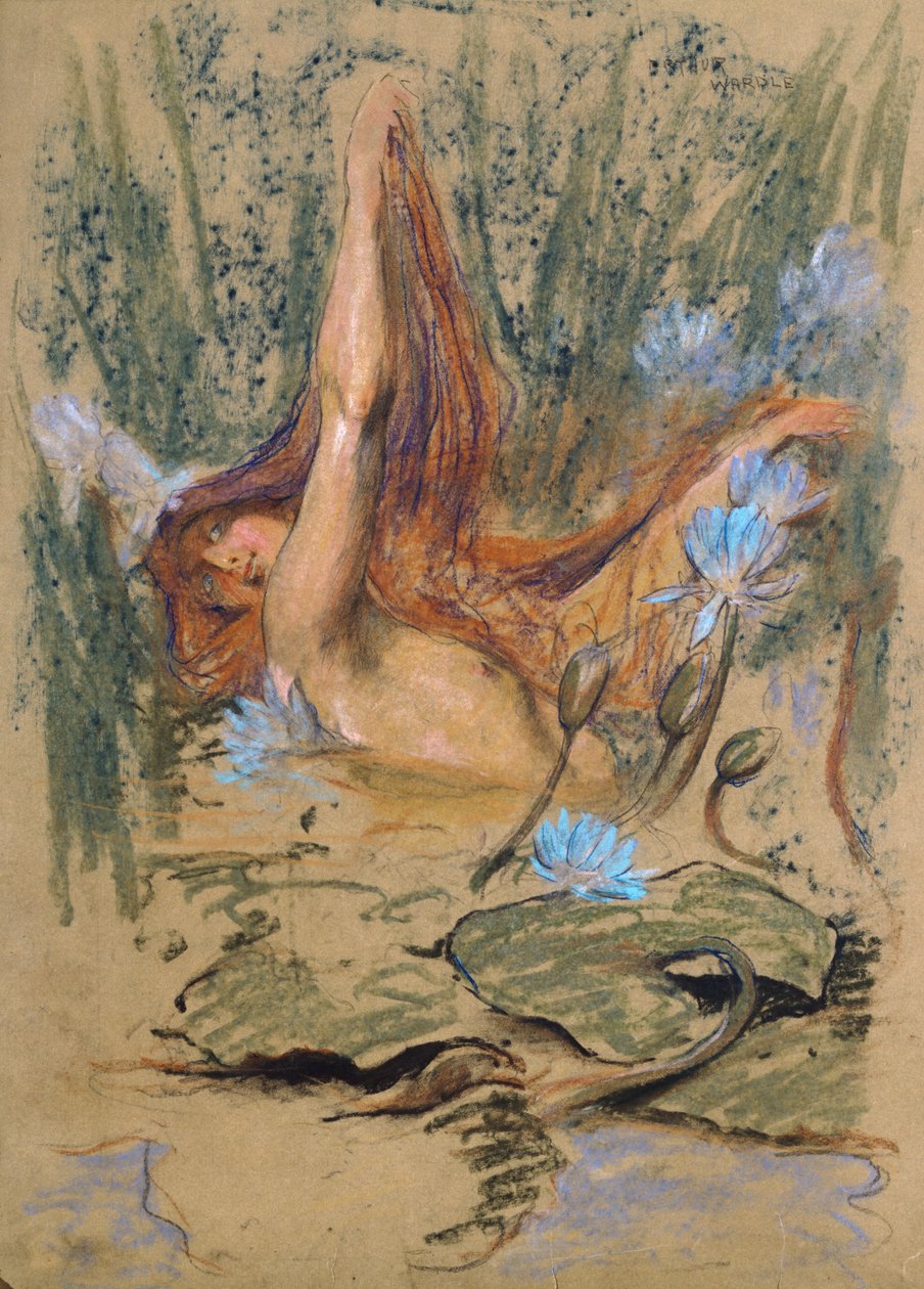 Nymphea, c.1890 (kağıt üzerine pastel, kurşun kalem ve sulu boya) by Arthur Wardle