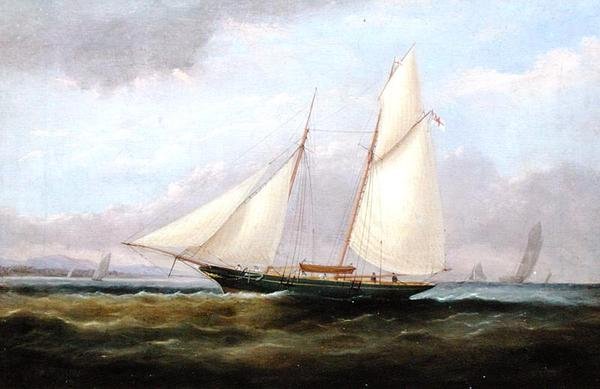 Kolay Yelken Altında, Ön Yelkeni İndirilmiş Bir Yelkenli Yat (tuval üzerine yağlı boya) by Arthur Wellington Fowles