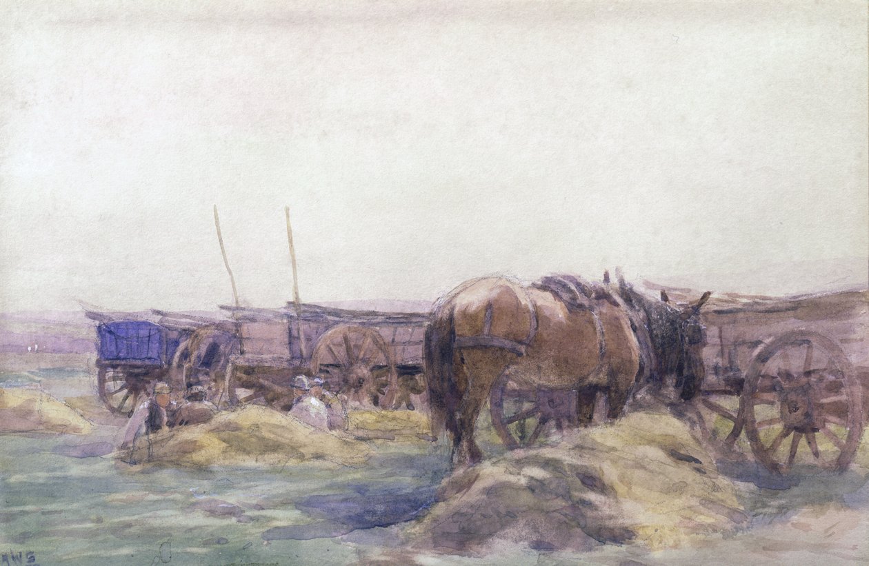 Atlı Saman Arabaları (kağıt üzerine sulu boya) by Arthur Winter Shaw
