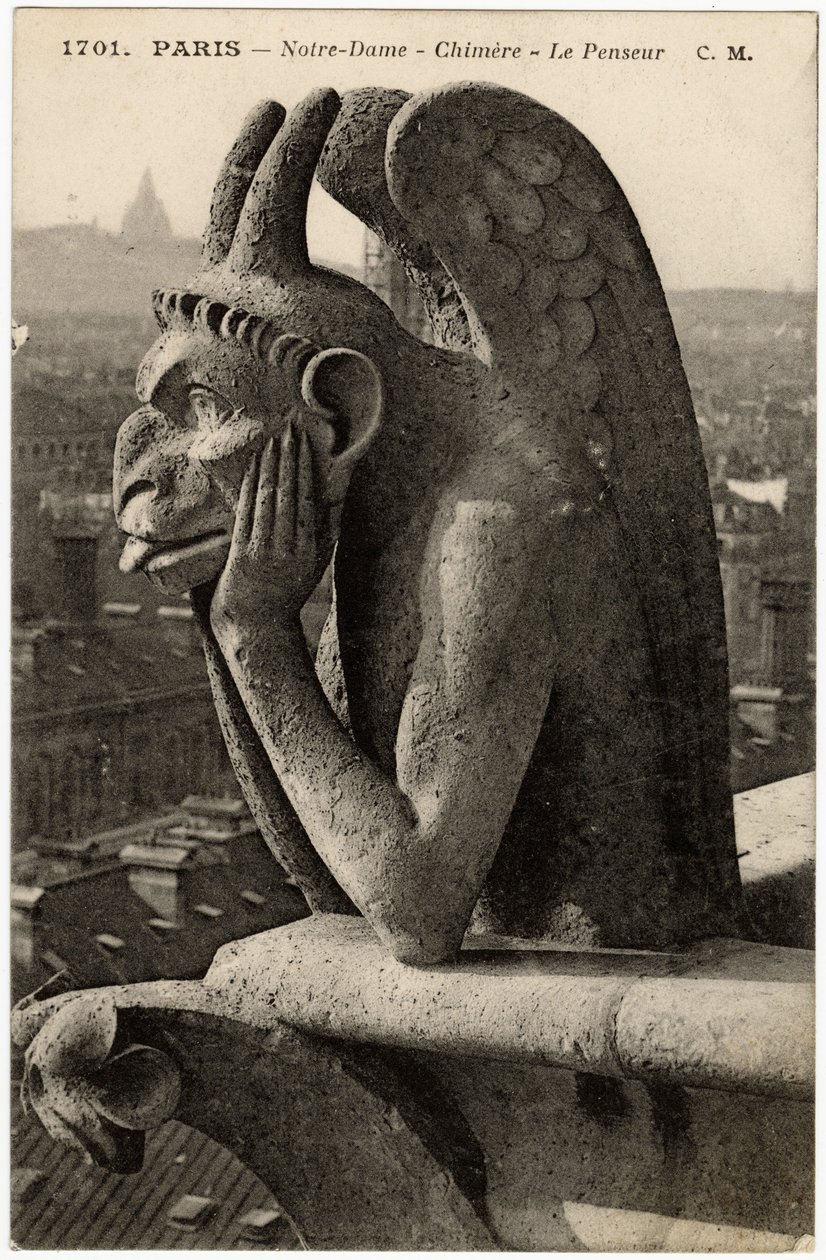 1163-14. yüzyıllar arasında inşa edilen Notre Dame de Paris katedralinin gargoyle veya chimere