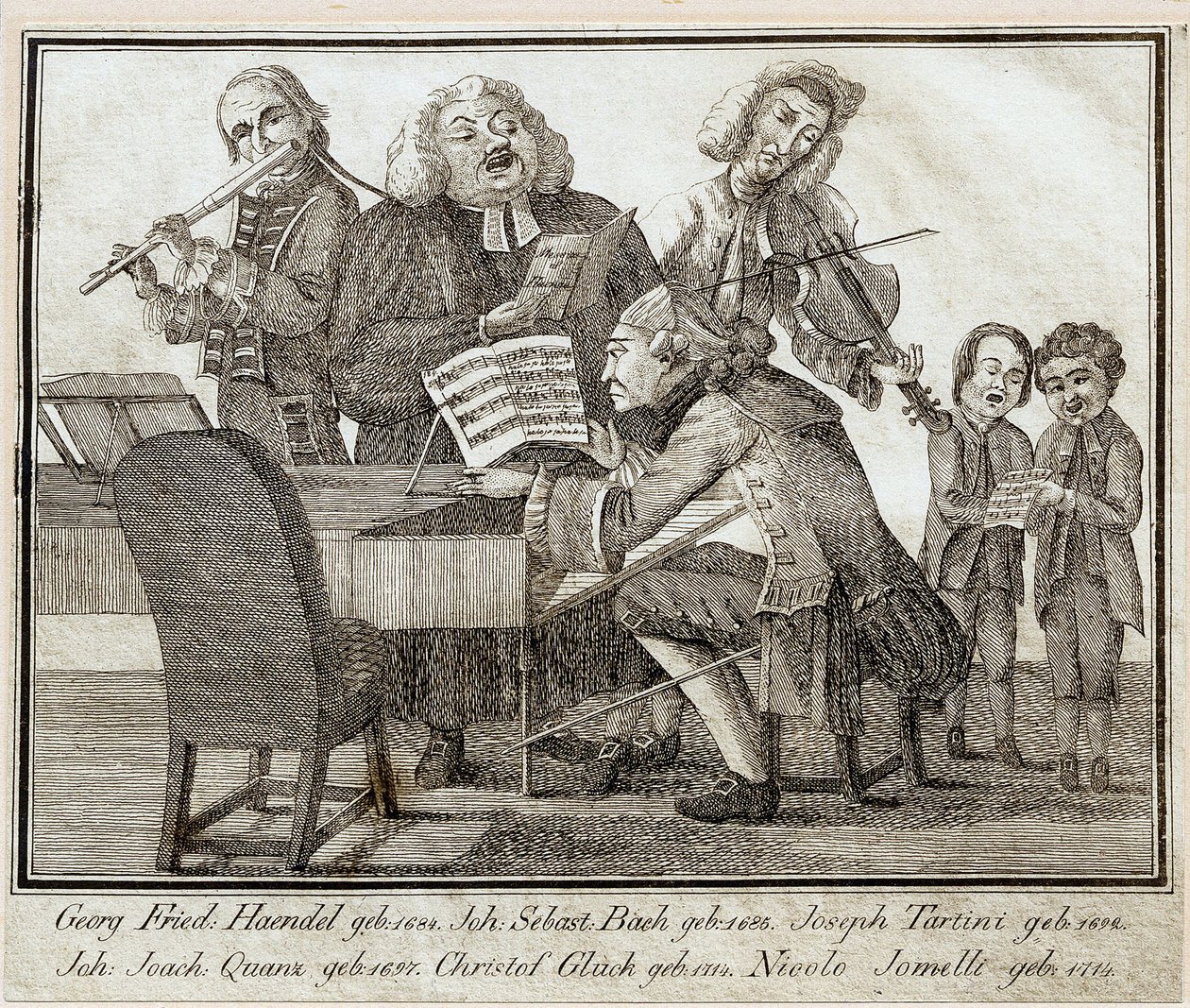 Georg Friedrich Haendel (1685-1759) (kağıt üzerine suluboya ve mürekkep) by Artist Unknown
