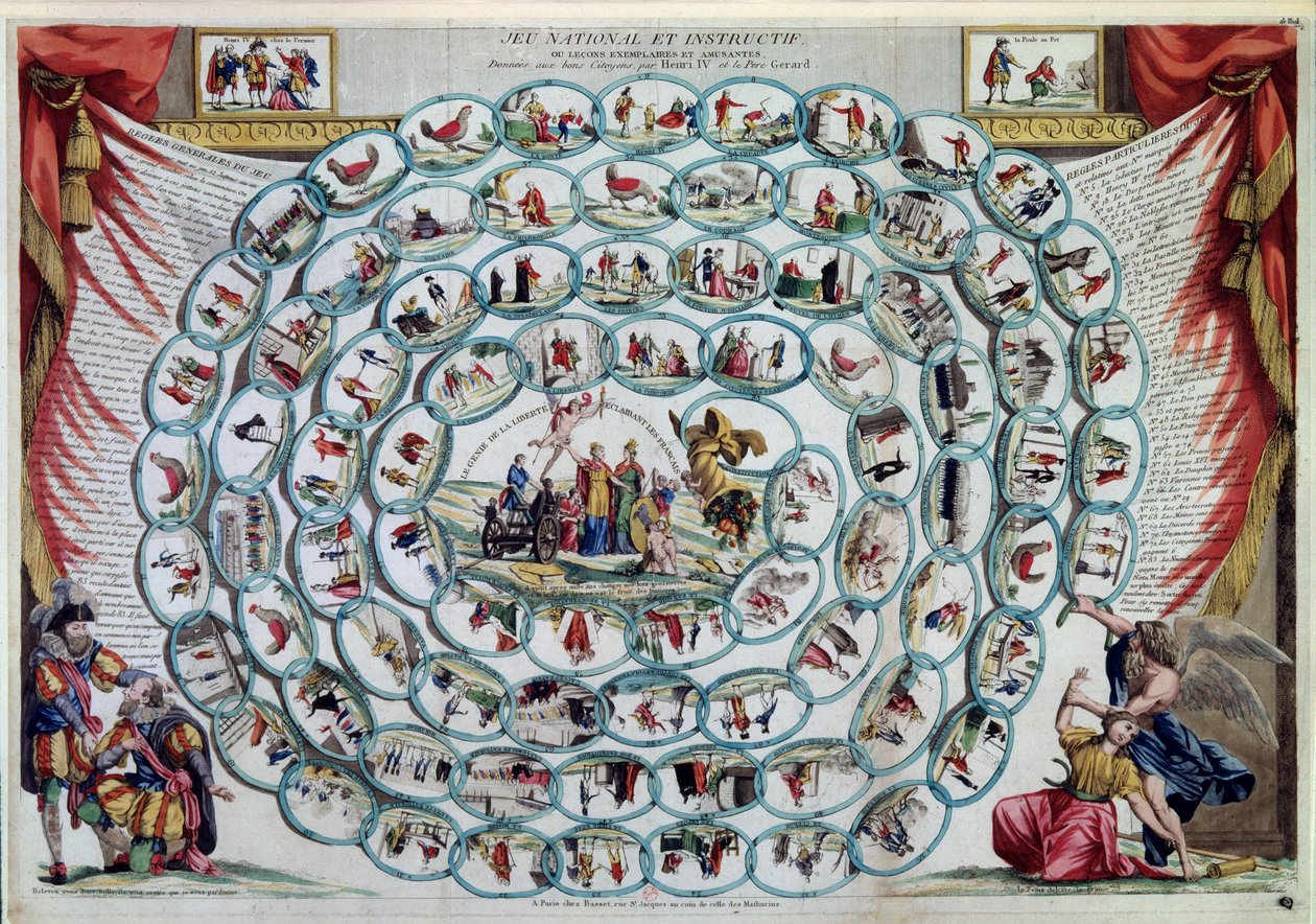 Kaz oyunu "Ulusal ve bilgilendirici oyun ya da Henry IV ve Peder Gerard tarafından verilen örnek ve eğlenceli dersler" (baskı) by Artist Unknown