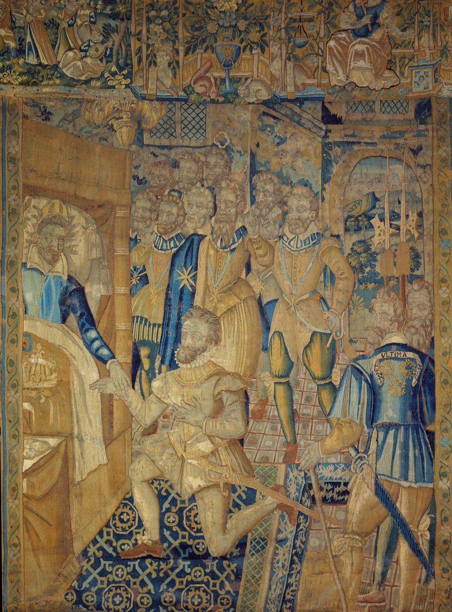 Kral Henry III (1551-1589) ölüm döşeğinde, 1/08/1589 tarihinde keşiş Jacques Clement tarafından öldürüldü by Artist Unknown