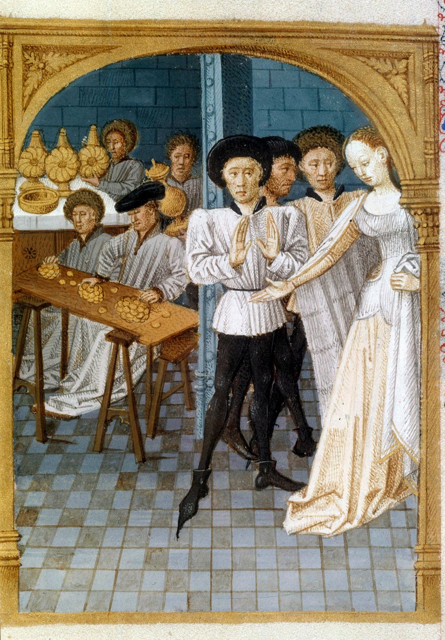 Yönetici ve cimri: bir adam para vermeyi reddediyor (minyatür) by Artist Unknown