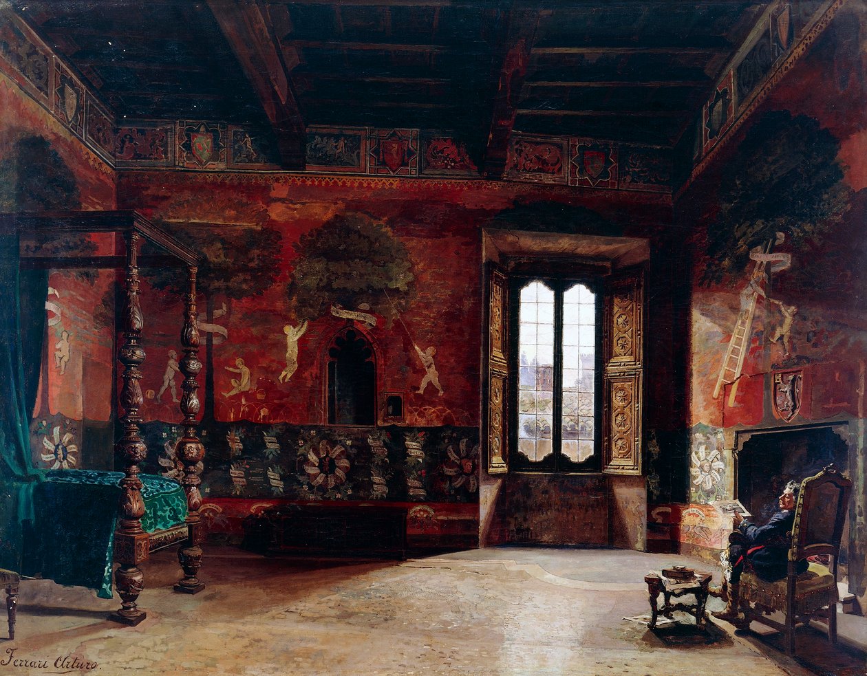 İç mekan, Arturo Ferrari (1861-1932), tuval üzerine yağlı boya by Arturo Ferrari