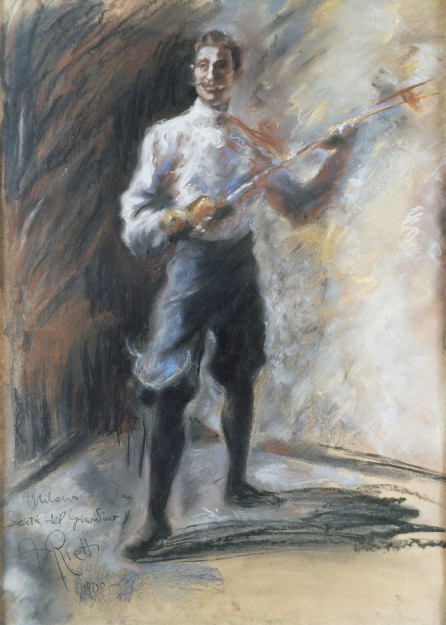 Eskrim ustası Weisi, Arturo Rietti (1863-1943), kağıt üzerine pastel, 72x53 cm. İtalya, 20. yüzyıl. by Arturo Rietti