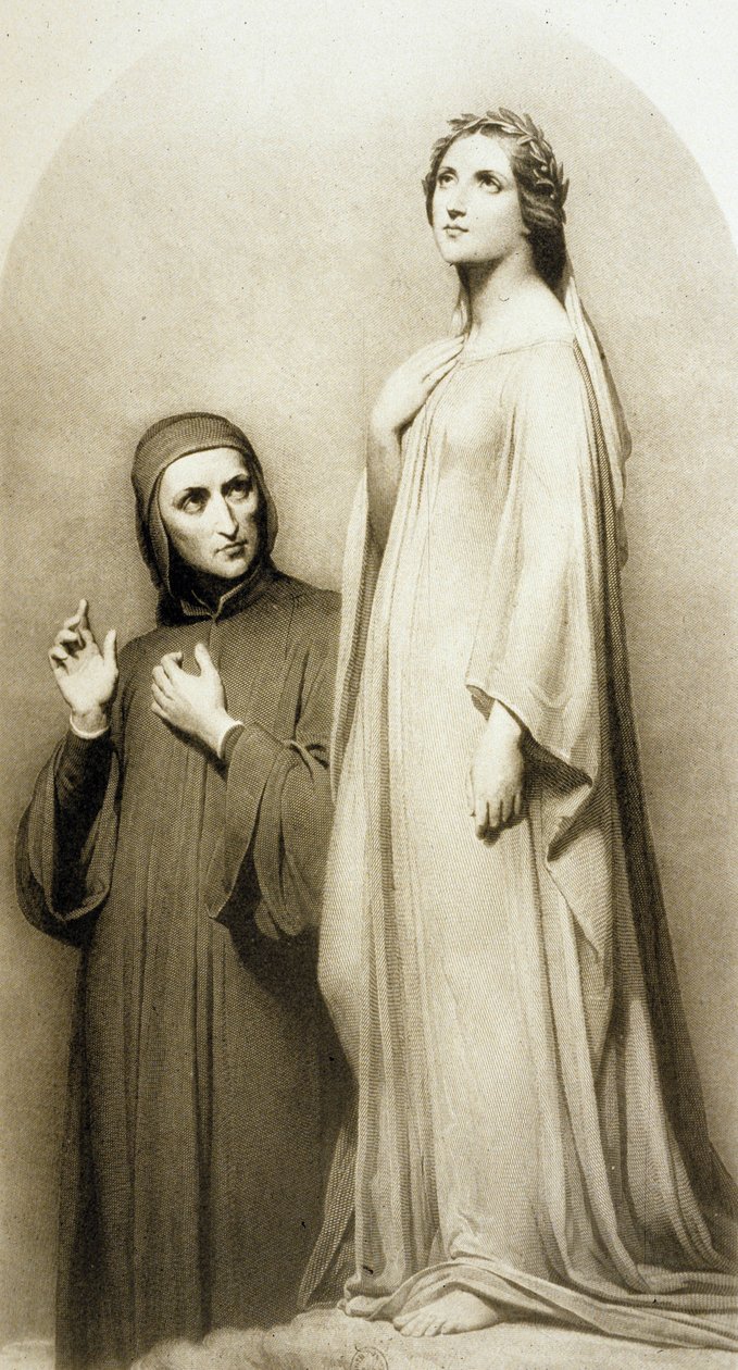 Dante ve Beatrice (gravür) by Ary (after) Scheffer