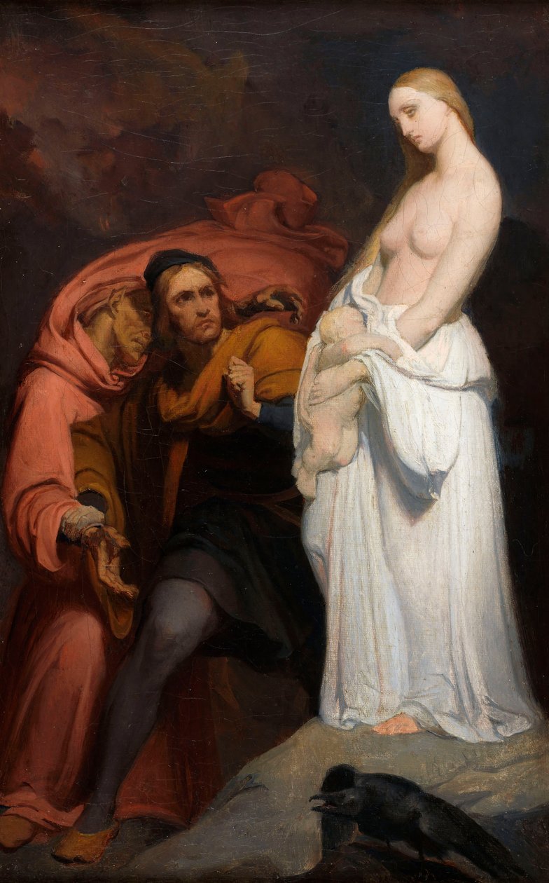 Marguerite ölü çocuğunu tutarken, c. 1846. by Ary Scheffer