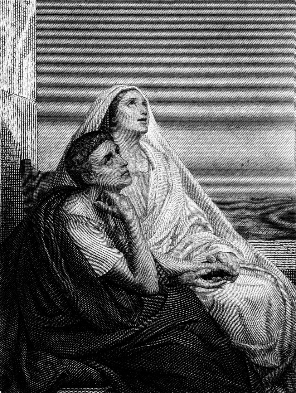 Aziz Augustin ile Aziz Monique - Abbe Bougaud tarafından Aziz Monique Tarihinin ön cephesinde, Librairie Poussielgue 1866 by Ary Scheffer