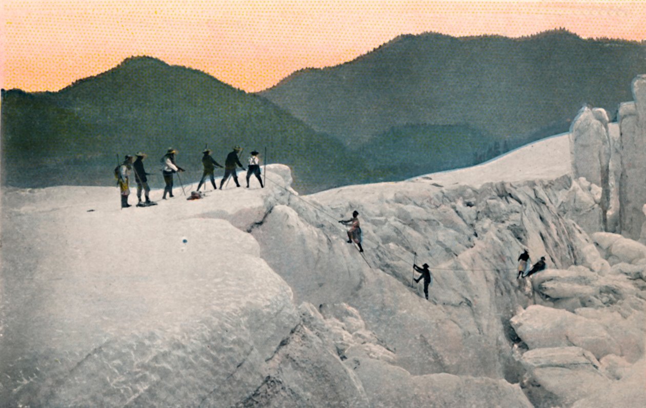 Bir Buzulu Geçmek, Rainier Dağı, c1916 by Asahel Curtis