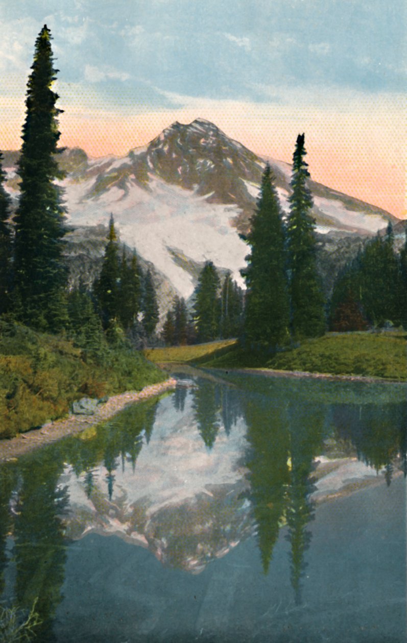 Rainier Dağı ve Yansıma Gölü, c1916 by Asahel Curtis