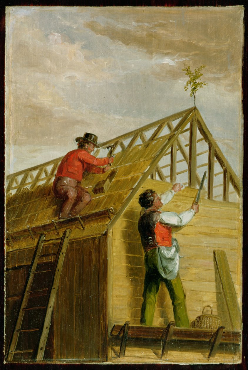 Barn Builders, 1836 (tahta üzerine yağlı boya) by Asher Brown Durand