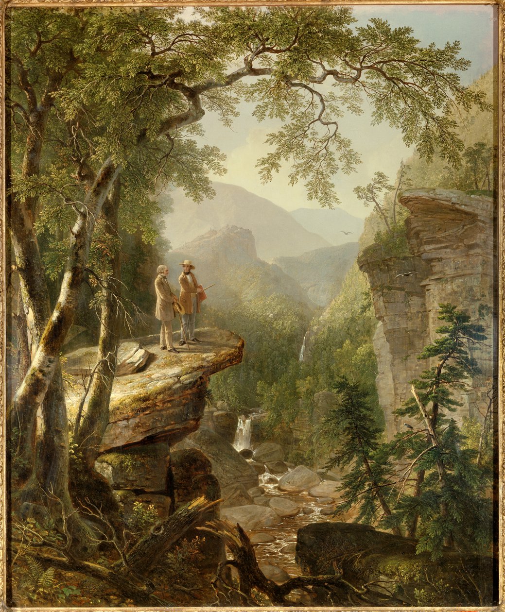 Ruhun Kardeşliği Ressam Thomas Cole (1801-1848) ve şair William Cullen Bryant (1794-1878) romantik bir manzarada etkileşime girerler. Asher Durand (1796-1886) tarafından yapılan boyama 1849 Özel koleksiyon - Kindred Spirits. Hudson Nehri