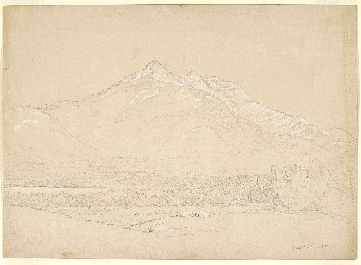 Chocorua Dağı, New Hampshire, 1855 (hazırlanmış bej kağıt üzerinde grafit ve beyaz guaj) by Asher Brown Durand