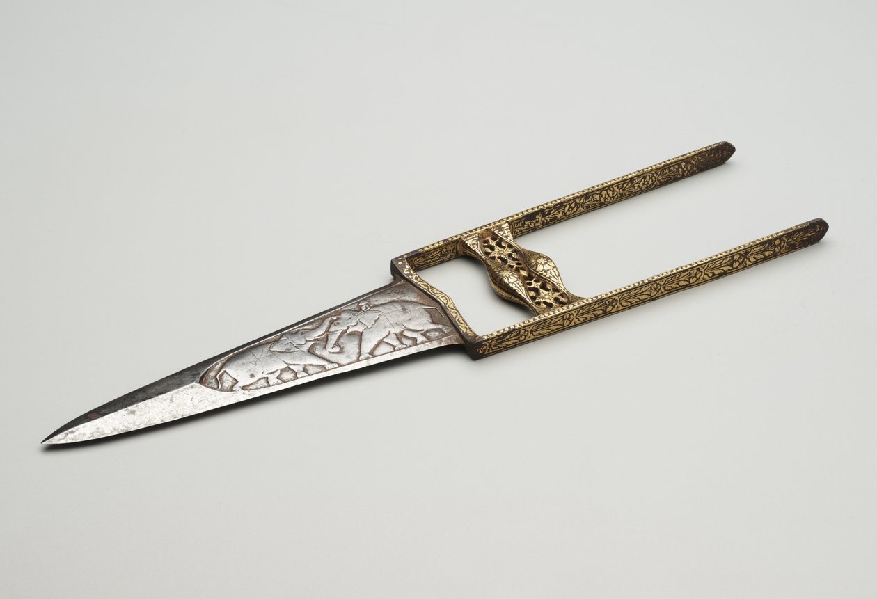 Katar veya hançer (kakma, oyulmuş ve yaldızlı çelik) by Asian School