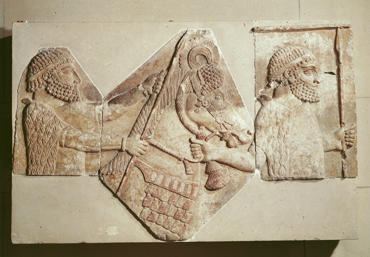 Medyan kollarını gösteren bir kabartma parçası by Assyrian School