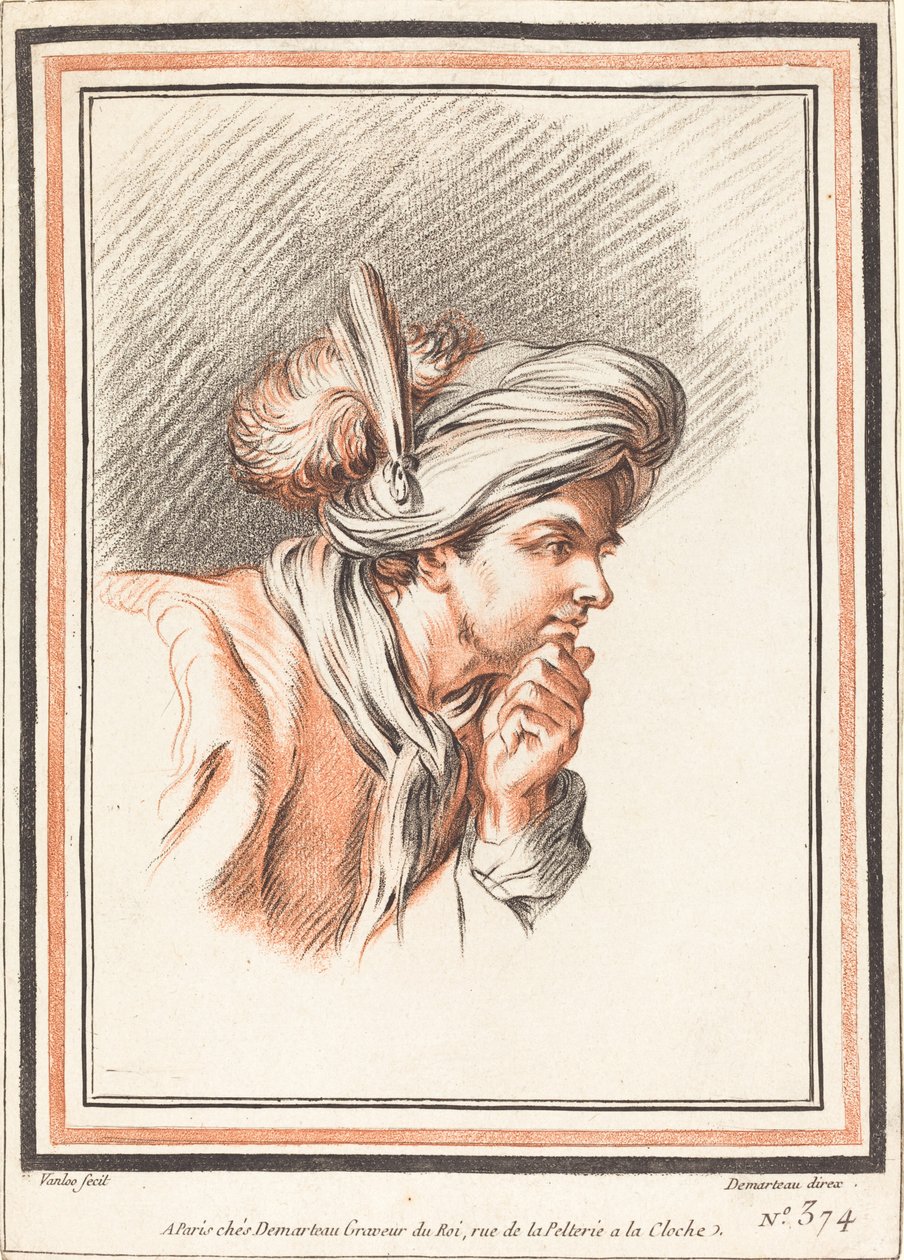 Tüylü Sarıklı Bir Adamın Başı by Atelier of Gilles Demarteau the Elder after Carle Van Loo