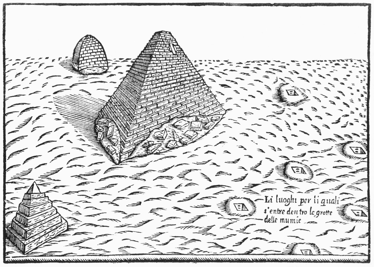 Mısır Piramitleri, 'Oedipus Aegyptiacus'tan bir çizim, 1653 by Athanasius Kircher