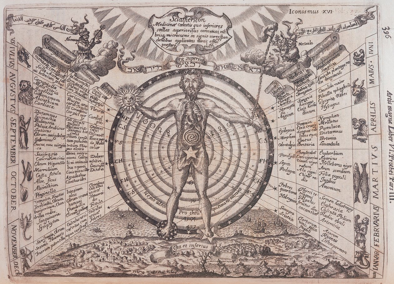 Bir astrolojik harita, 1646 by Athanasius Kircher