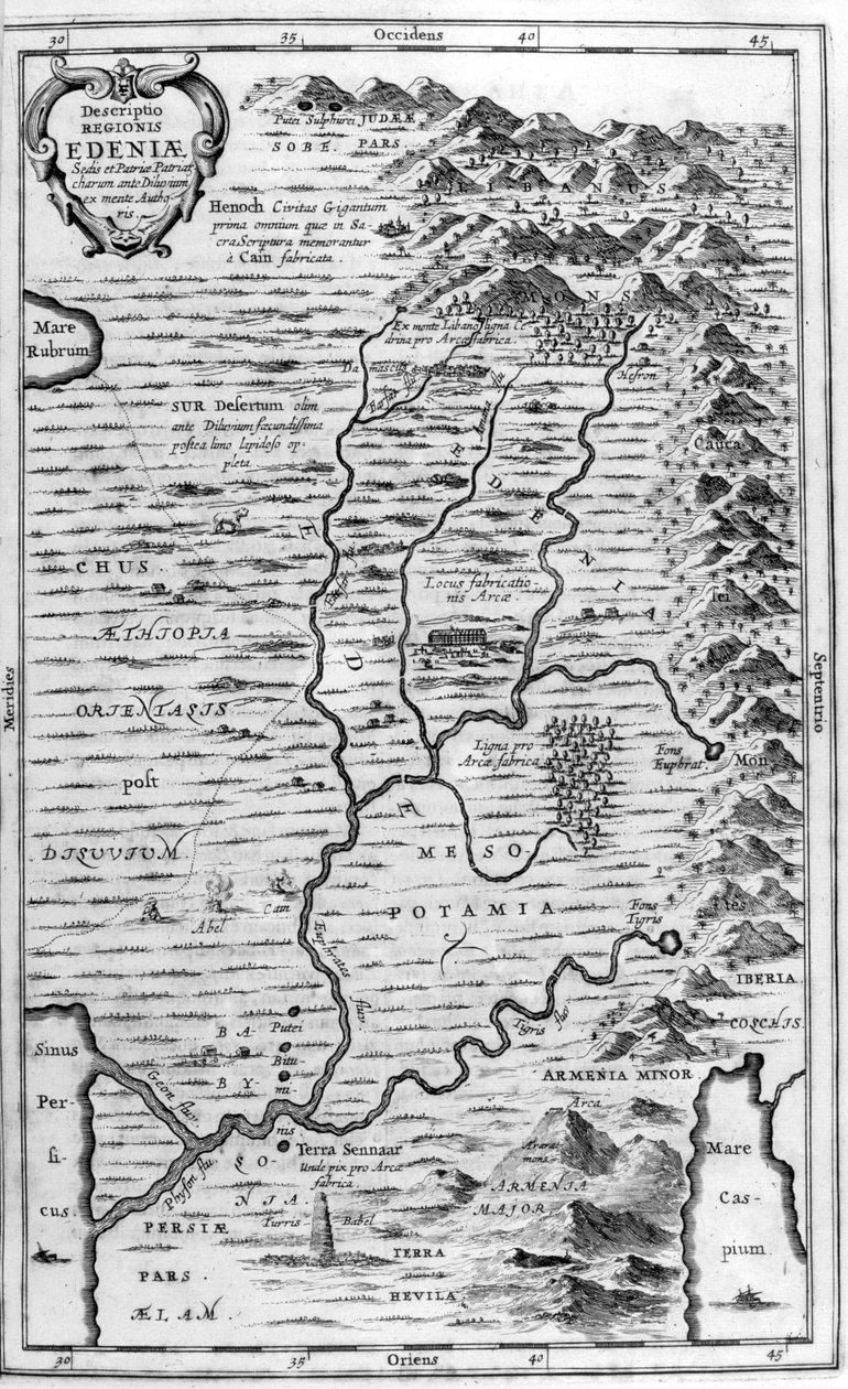 Cennet Bahçesi Haritası, 1675 by Athanasius Kircher