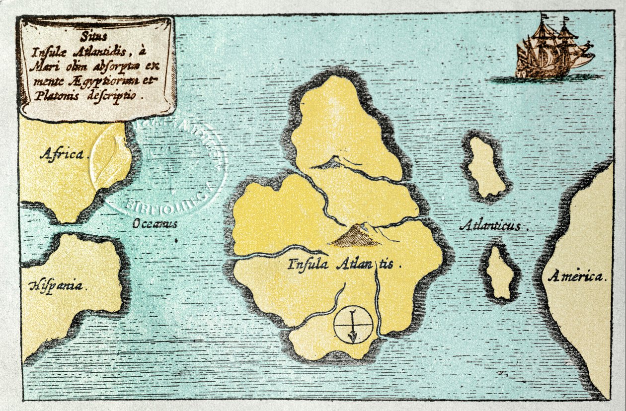 Efsanevi Atlantis adasının haritası - Athanase Kircher