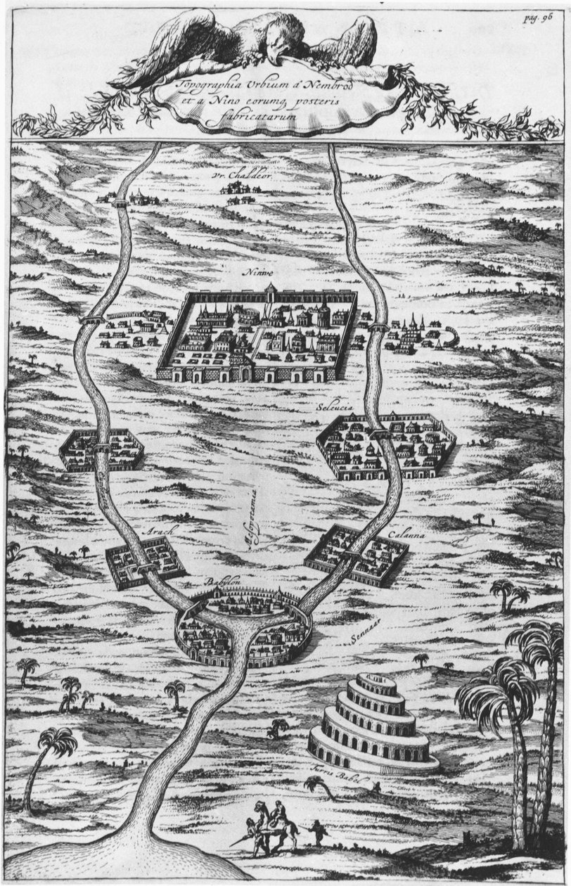Mezopotamya, Kaplan ve Fırat - “” Tirris Babel”de, Athanasie Kirecheri S.J., Amsterdam by Athanasius Kircher