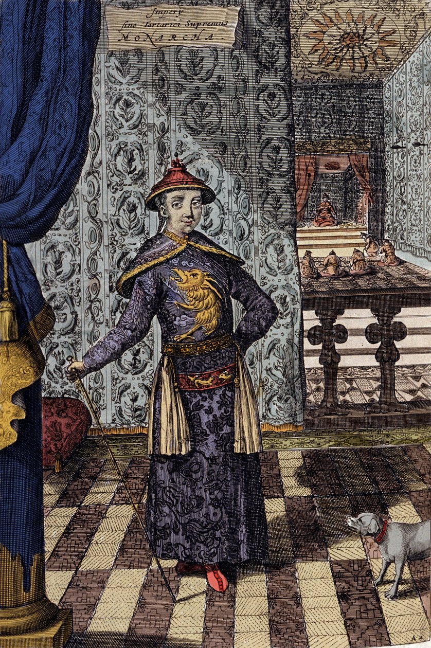 Çin İmparatoru ve Tatarların Yüce Hükümdarı - Çin imparatoru Kangxi (1652-1722) Qing hanedanı, Athanasius Kircher (1601-1680) tarafından “Çin Monumentis, qua sacris qua profanis”” 1667 - Çin İmparatoru Kangxi (1652) -1722) Qing Hanedanlığı, by Athanasius Kircher