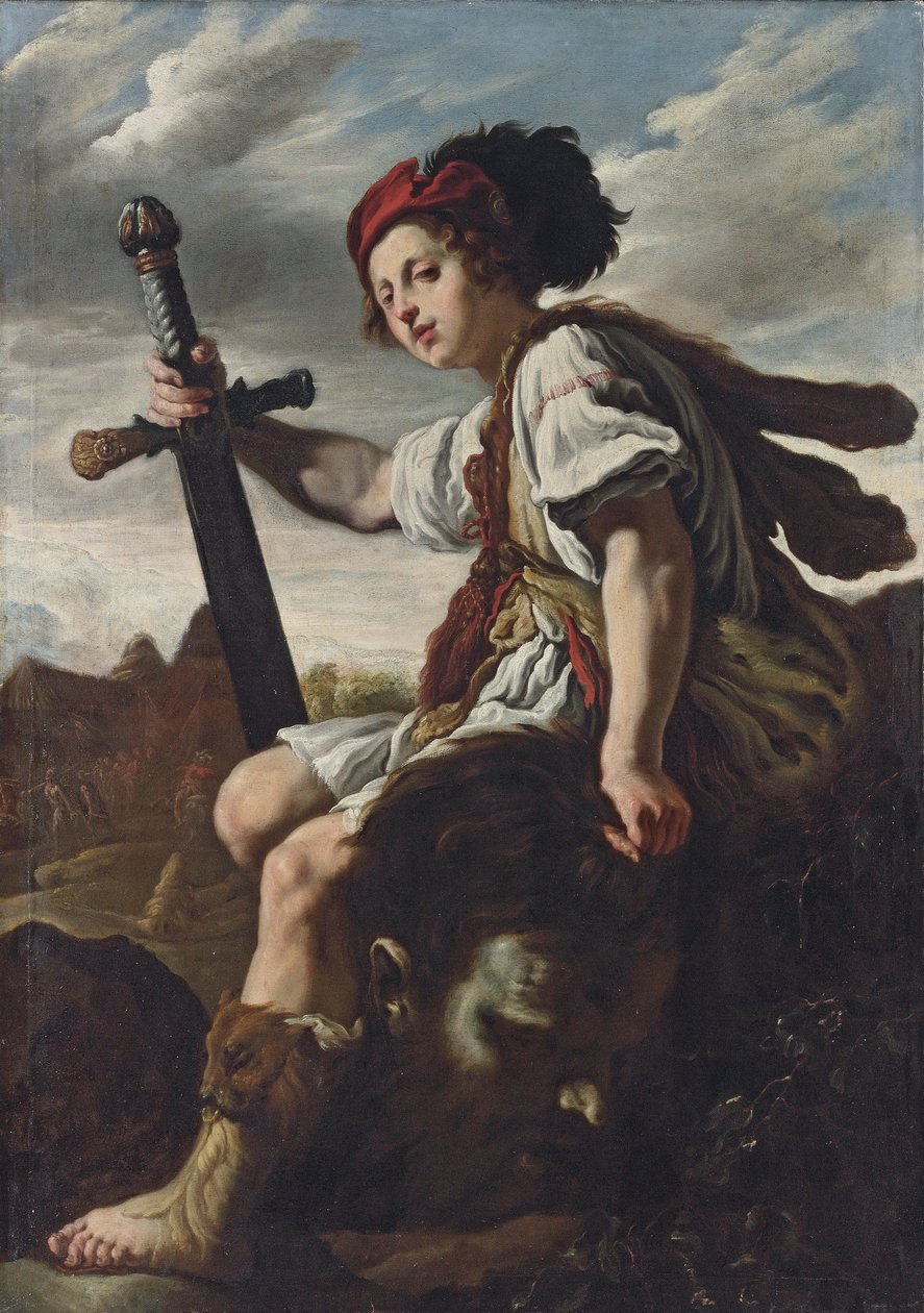 Goliath Başkanı ile David by Attributed to Domenico Fetti
