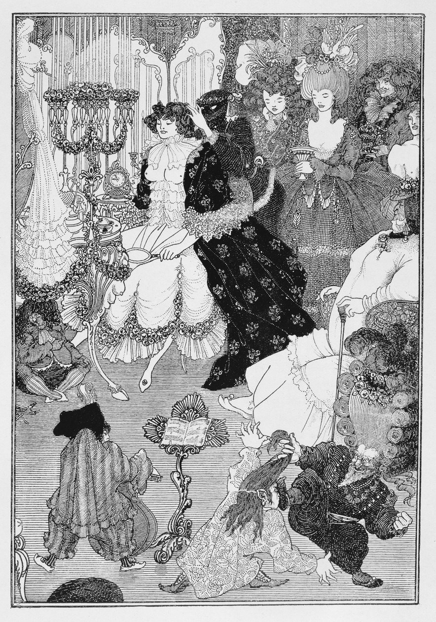 Çizim, muhtemelen The Battle of the Beaux and the Belles, 1896 dolaylarından by Aubrey Beardsley
