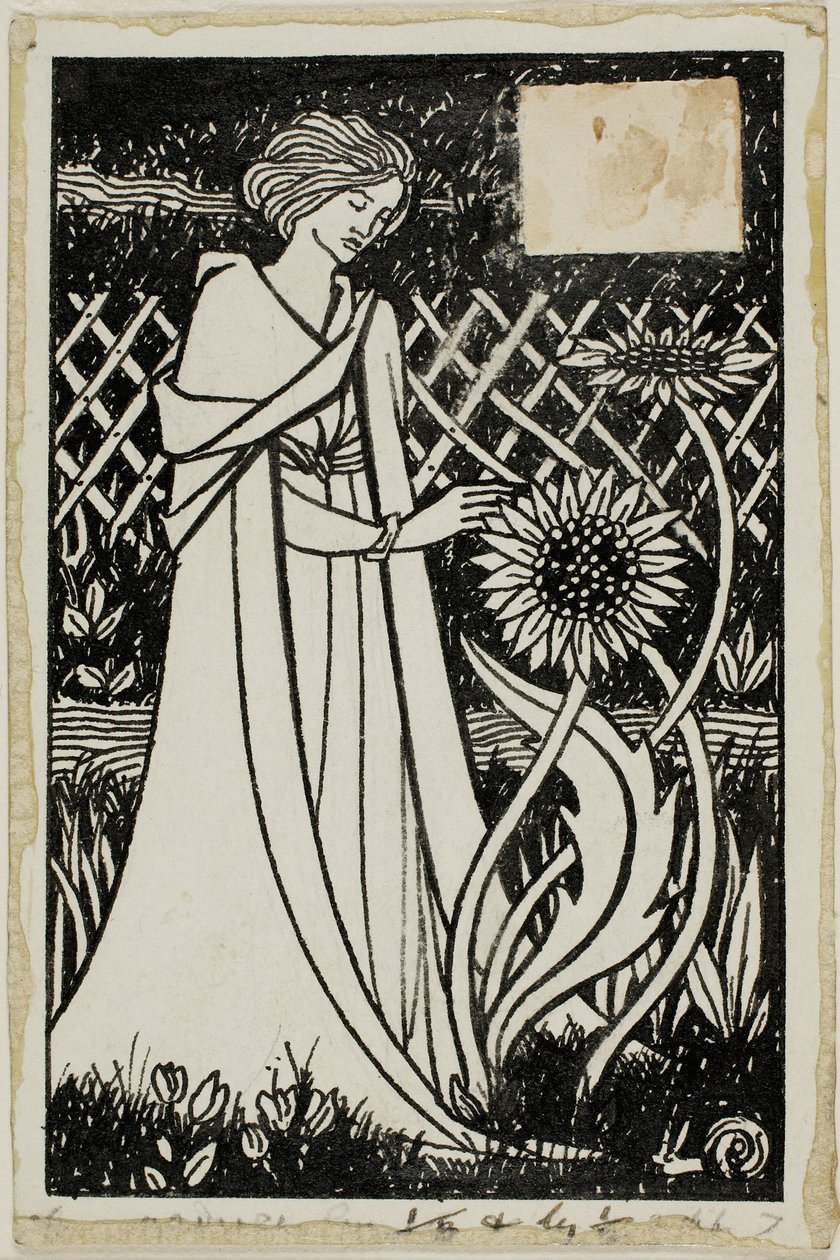 Dekoratif Çalışma: Ayçiçekli Kadın by Aubrey Beardsley