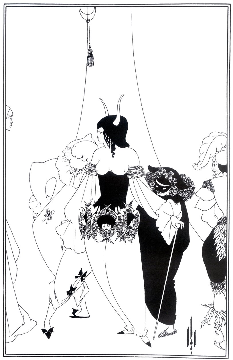 Edgar Allan Poe'nun Kızıl Ölümün Maskesi çizimi, 1895 by Aubrey Beardsley