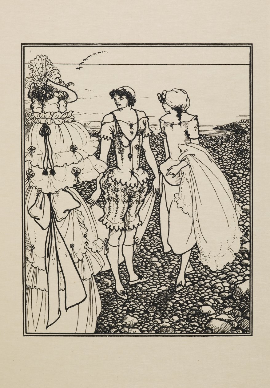 Dieppe Sahilinde (Yıkananlar), Elli Çizimden Oluşan Bir Kitaptan by Aubrey Beardsley