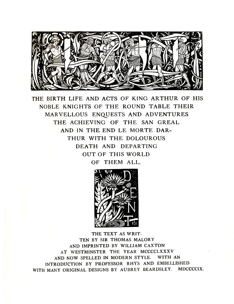 Başlık Sayfası Aubrey Beardsley tarafından Messrs. J. M. Dent and Sons Ltd, 1909, 1914 için tasarlandı. by Aubrey Beardsley