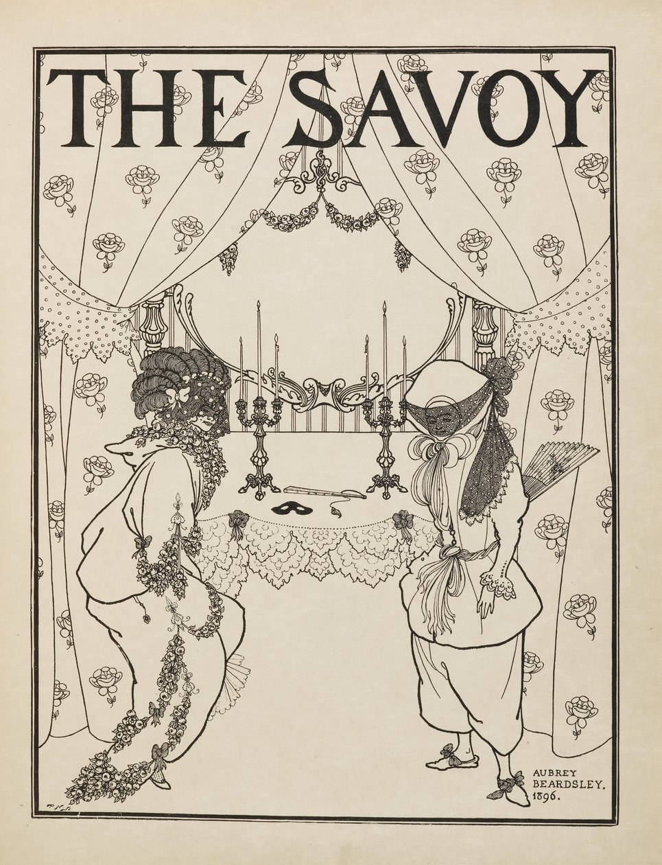 Elli çizimden oluşan bir kitaptan "Savoy"un 1 Numaralı başlık sayfası by Aubrey Beardsley