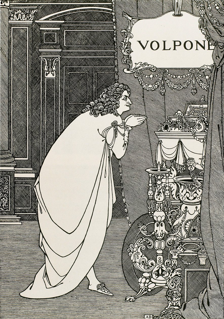 Ben Johnson tarafından yazılan Volpone or the fox'un (1609) başlık sayfası by Aubrey Beardsley