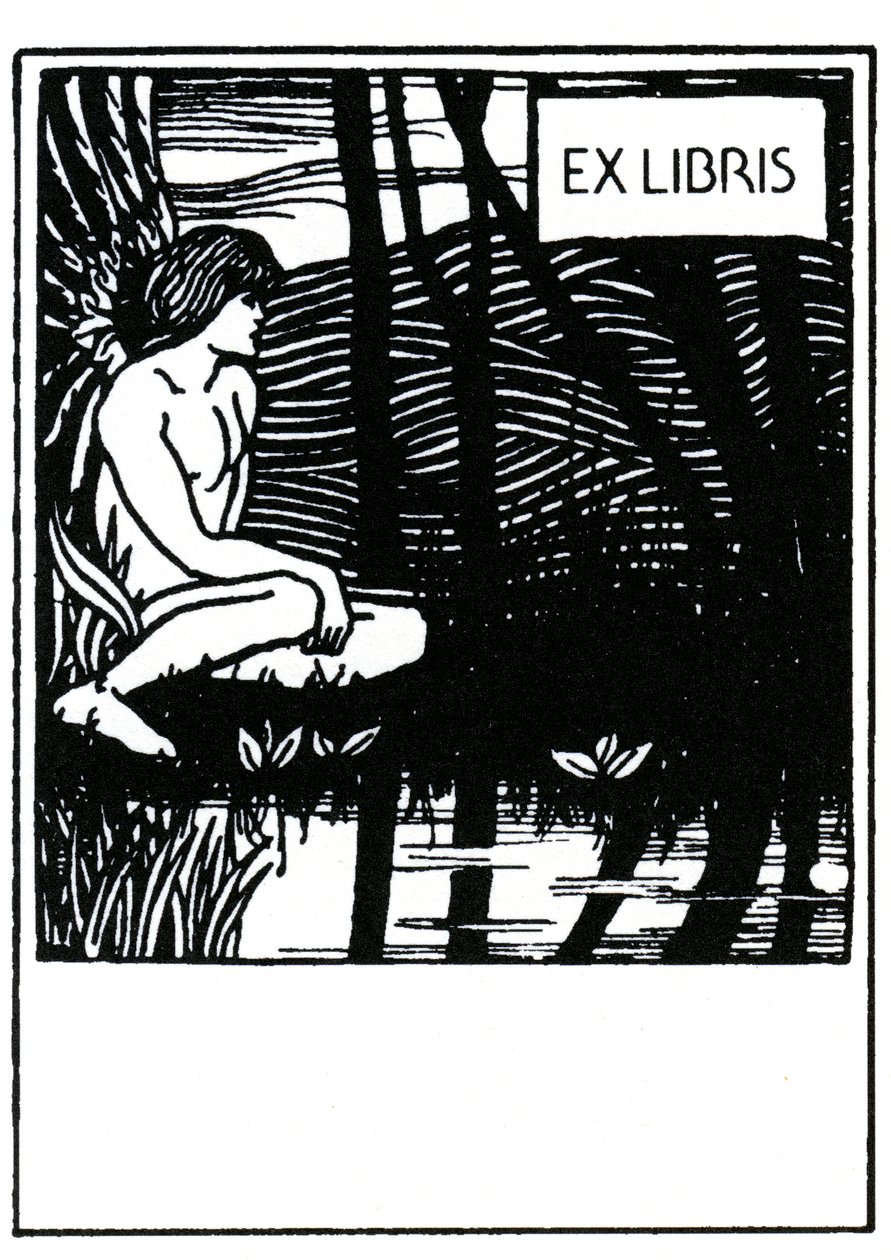 Aubrey Beardsley (1872-1898) tarafından vinyet ekslibris (ekslibris) by Aubrey Beardsley