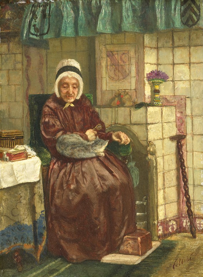 Ocağın Yanında Yaşlı Kadın by August Allebe